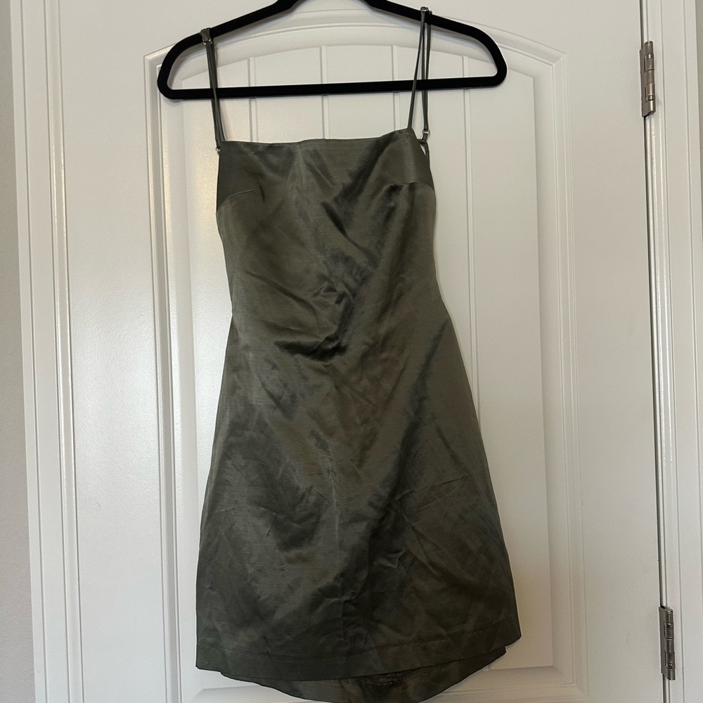 Zara Satin Dress - NEW w/ tags (olive green, size small)